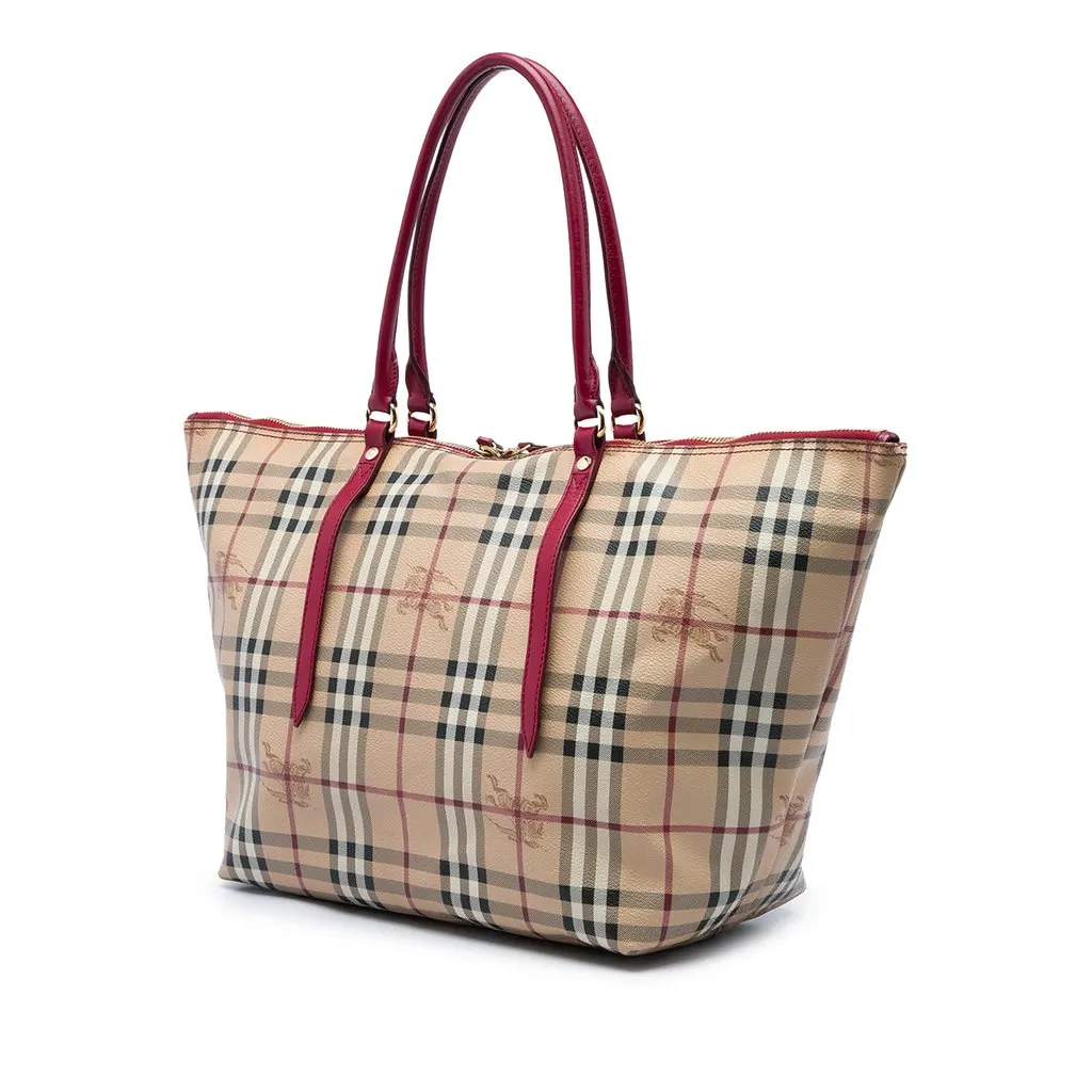 Burberry Small Haymarket Check Coated Canvas Salisbury Tote Beige Canvas Good - Back View