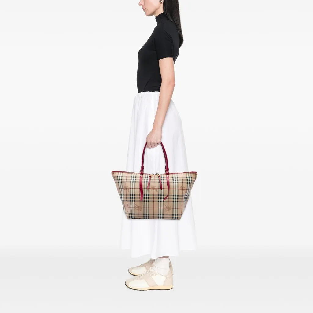 Burberry Small Haymarket Check Coated Canvas Salisbury Tote Beige Canvas Good - Box View