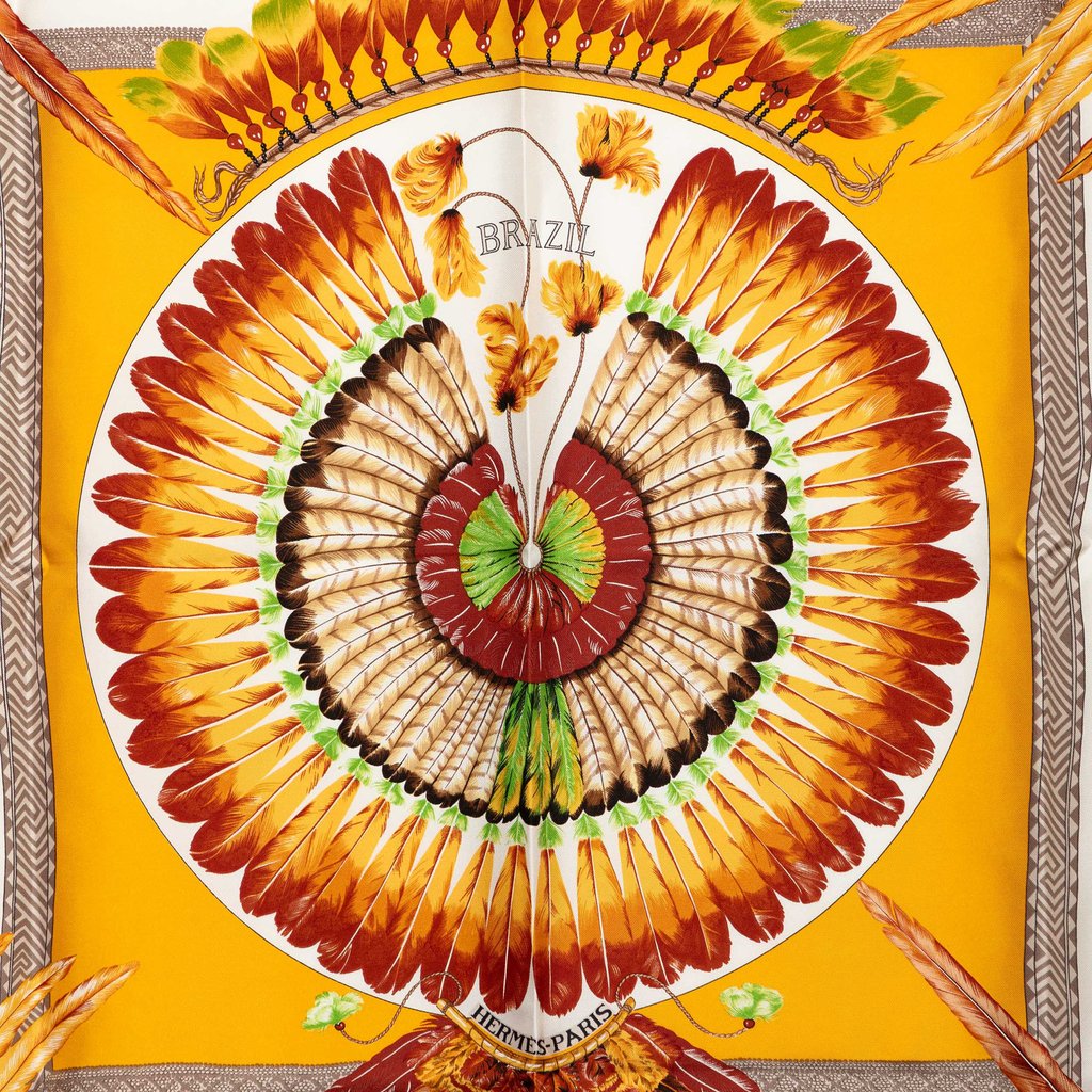 Hermès Brazil Silk Scarf 90 Yellow | Pre-Owned Dubai | Libas