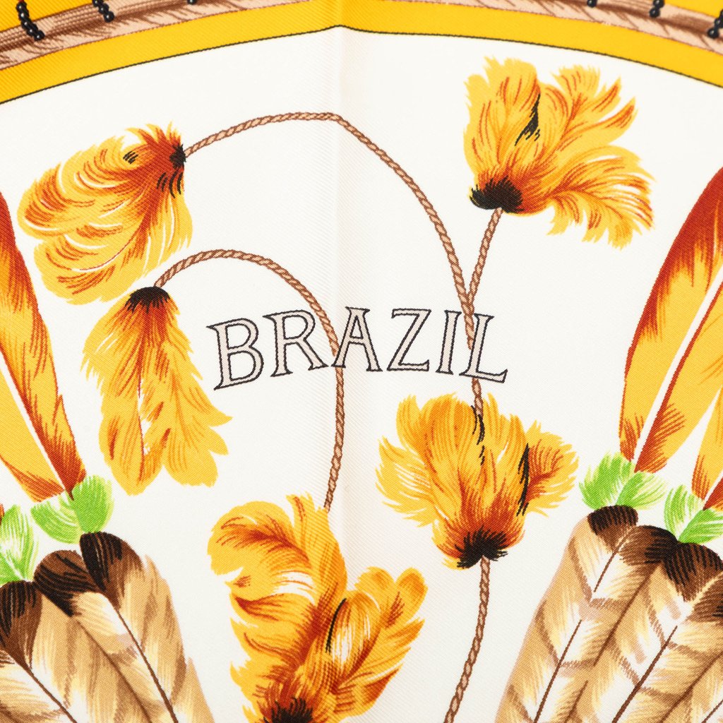 HERMÈS シルクスカーフ BRAZIL Hermès Brazil Silk Scarf 90 Yellow Silk | Libas Collective