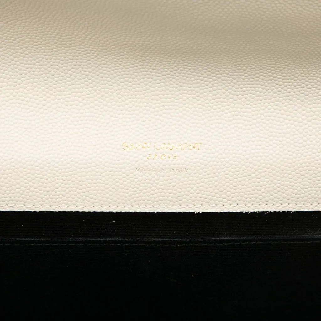 Saint Laurent Grain De Poudre Triquilt Monogram Envelope Clutch White Leather Very good - Box View
