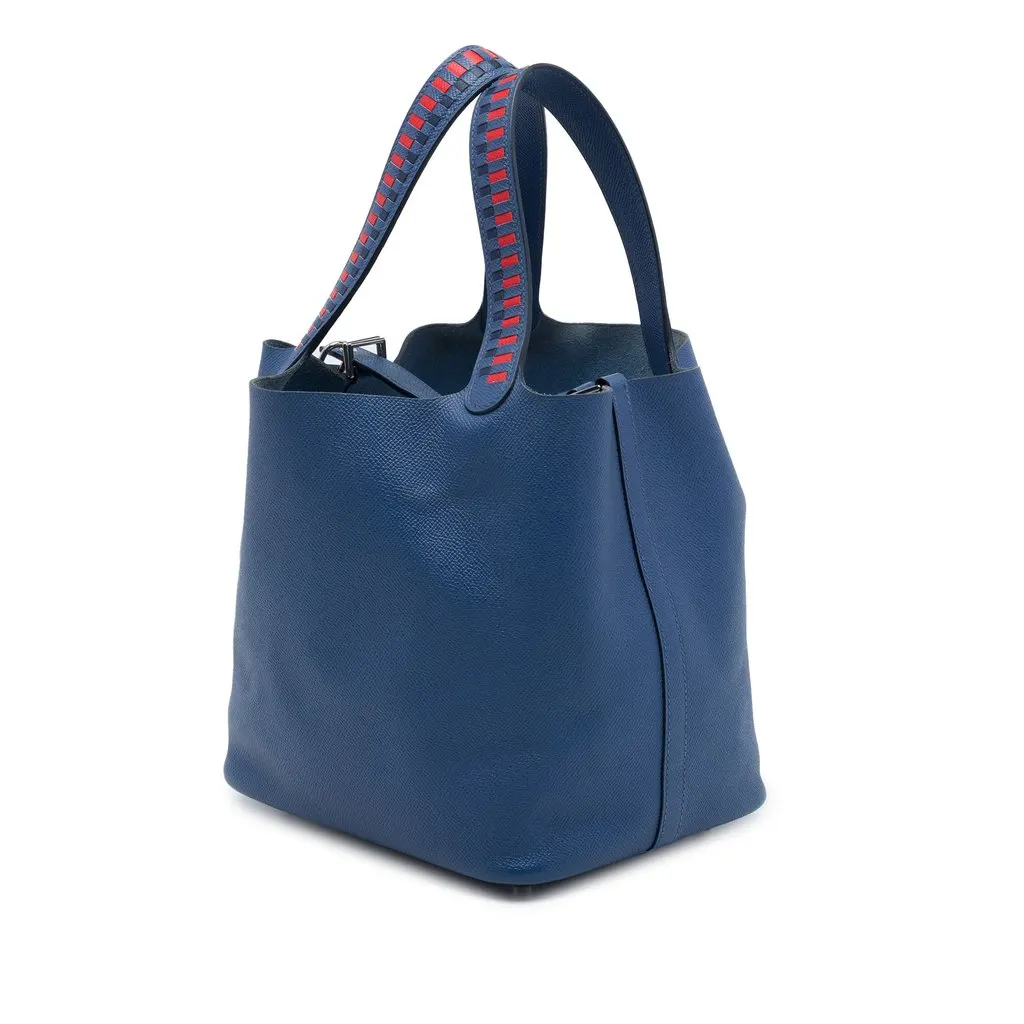 Hermès Epsom Tressage Picotin Lock 22 Blue Leather Very good - Back View
