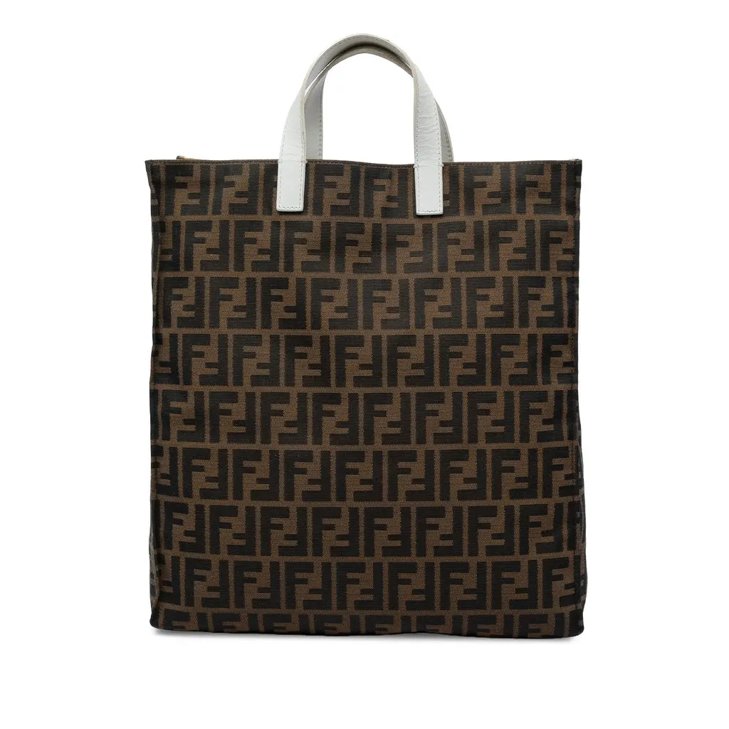 Fendi Zucca Canvas Shopping Tote Brown Canvas Good - Front View