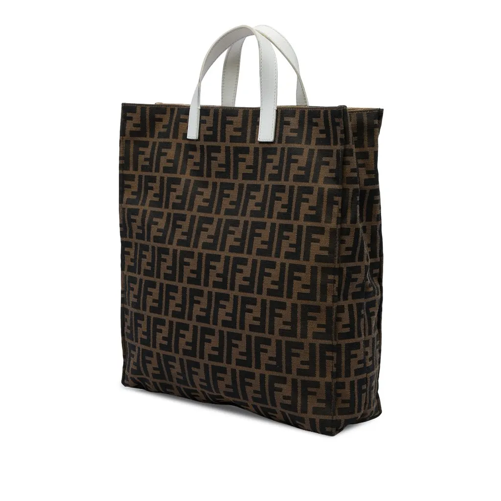 Fendi Zucca Canvas Shopping Tote Brown Canvas Good - Back View