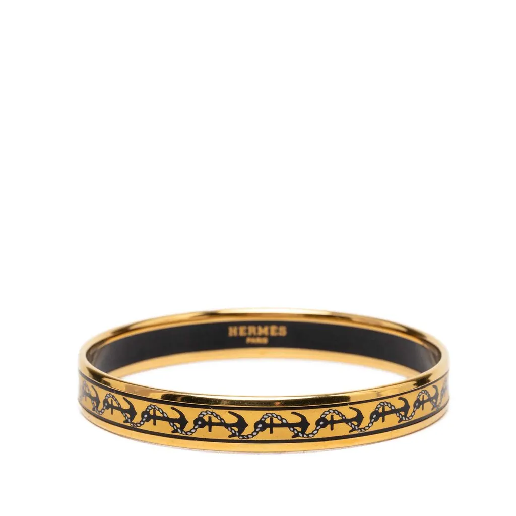 Hermès Narrow Anchor and Rope Enamel Bangle 65 Yellow Very good - Front View