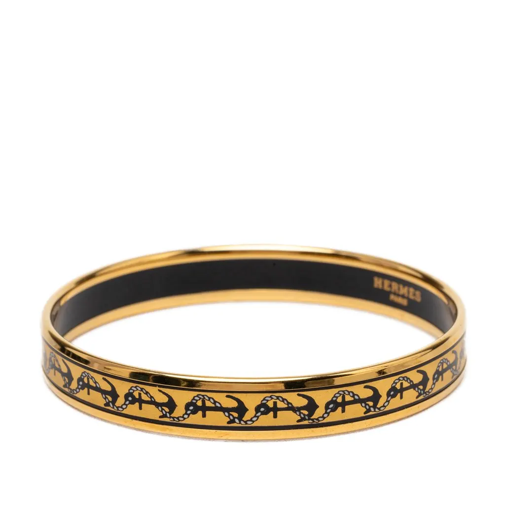 Hermès Narrow Anchor and Rope Enamel Bangle 65 Yellow Very good - Back View