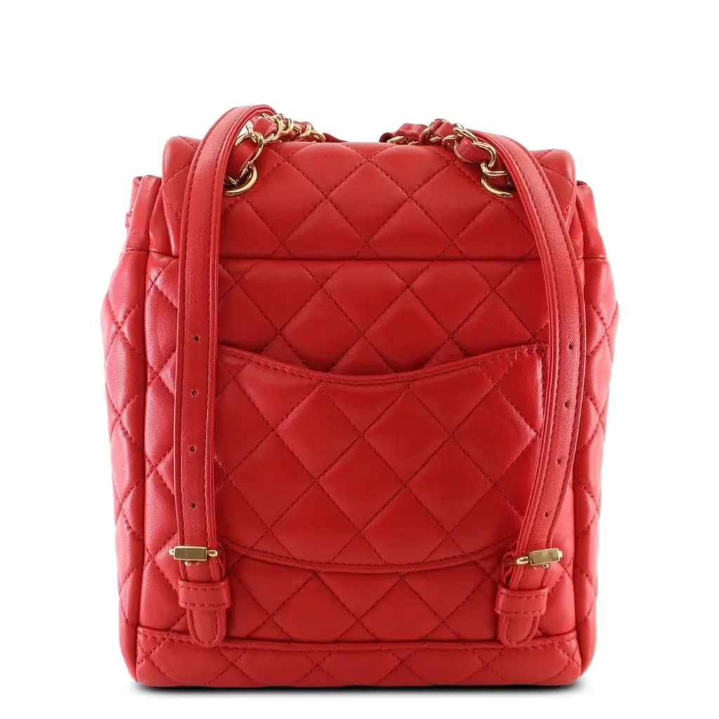 Chanel Small Lambskin Urban Spirit Backpack Red Leather Good - Back View