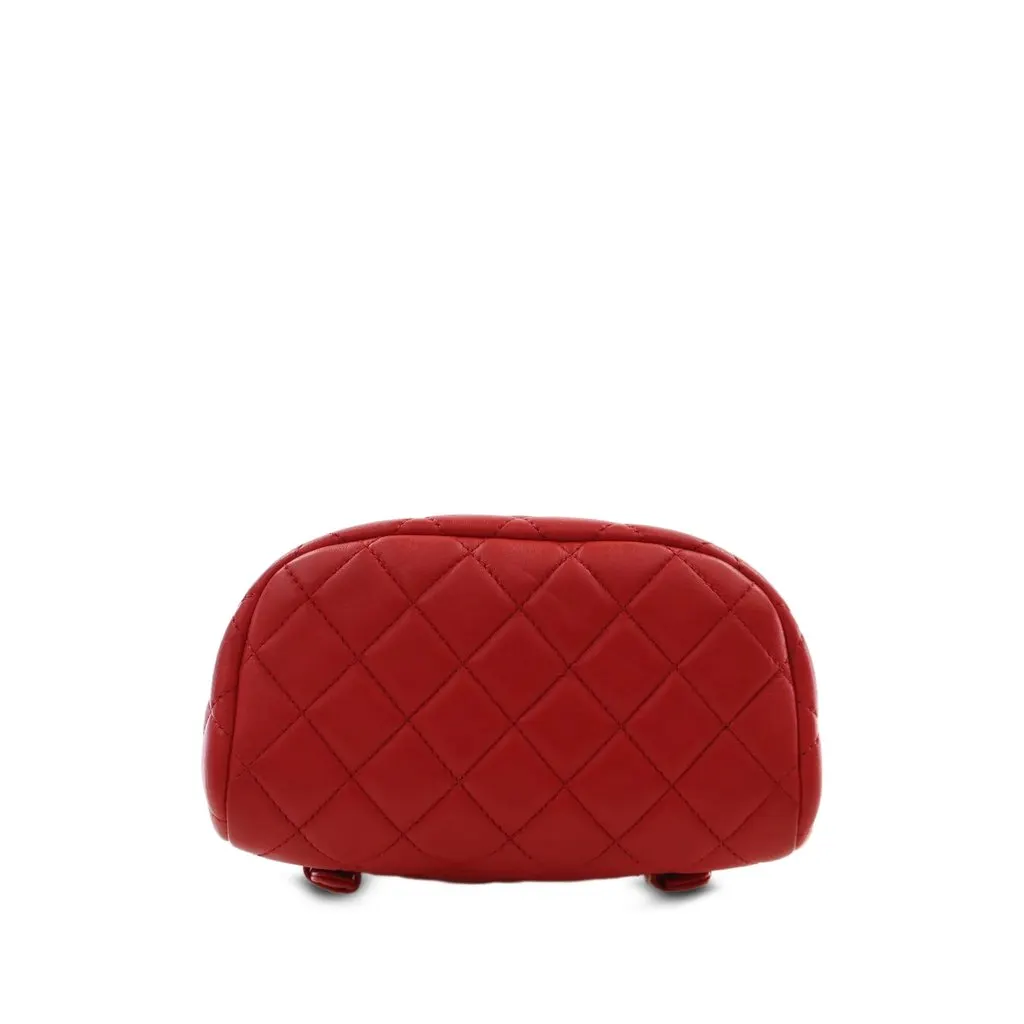 Chanel Small Lambskin Urban Spirit Backpack Red Leather Good - Inside View