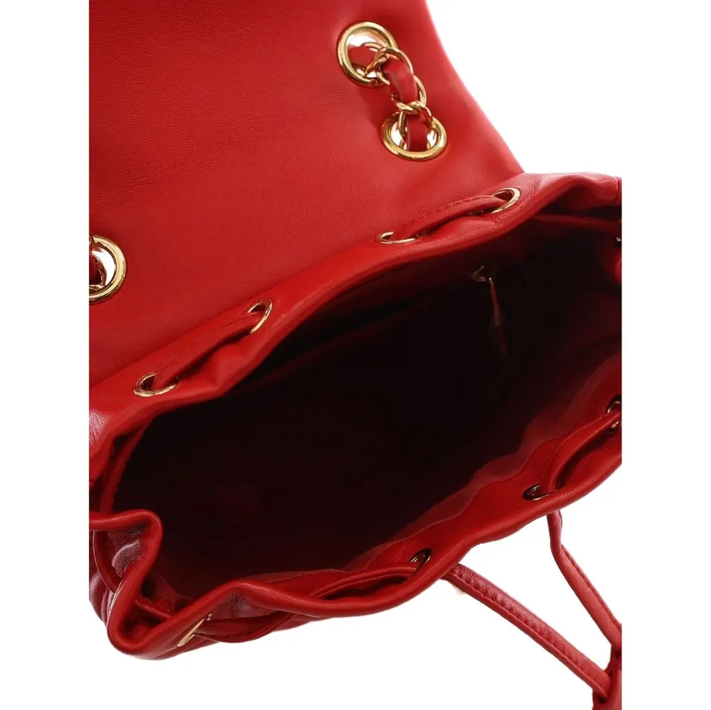 Chanel Small Lambskin Urban Spirit Backpack Red Leather Good - Model View