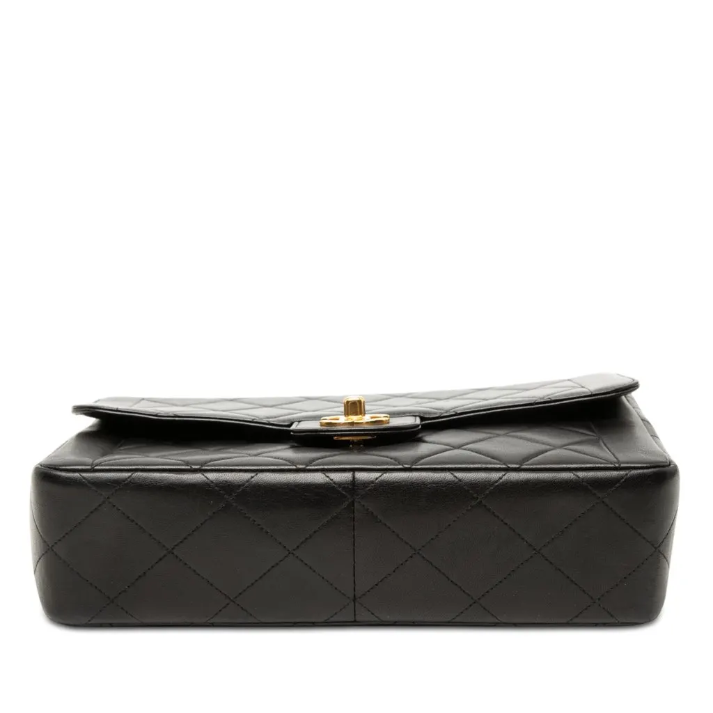 Chanel Medium CC Quilted Lambskin Border Single Flap Black Leather Very good - Inside View