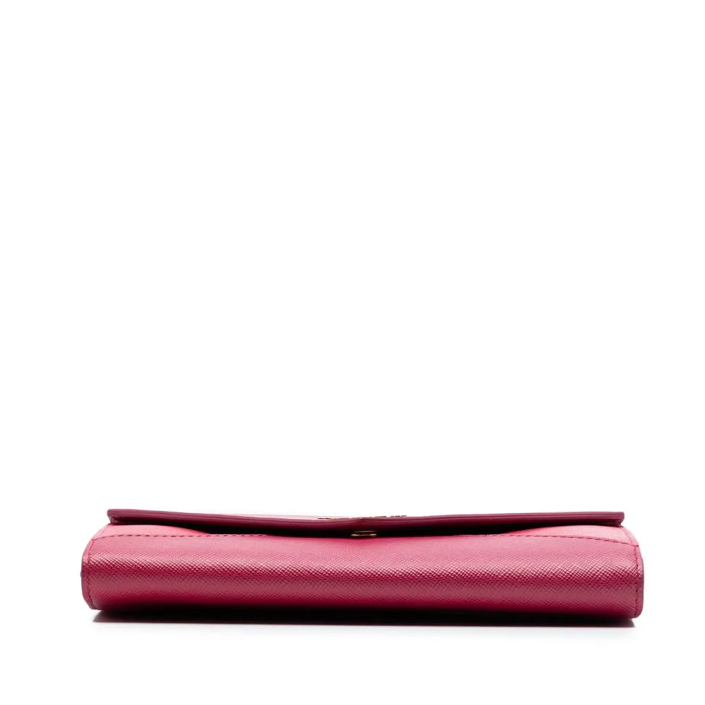 Prada Bicolor Saffiano Envelope Wallet On Strap Pink Leather Very good - Inside View