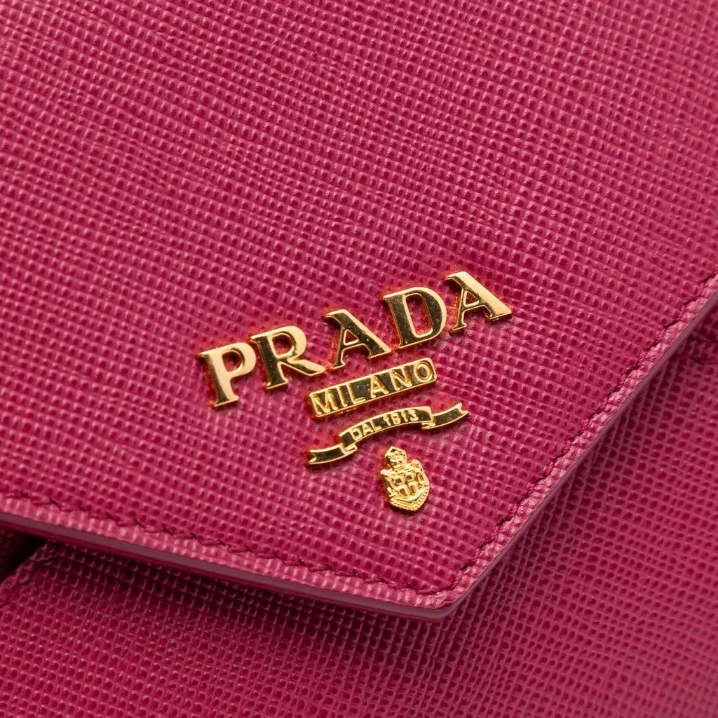 Prada Bicolor Saffiano Envelope Wallet On Strap Pink Leather Very good - Box View