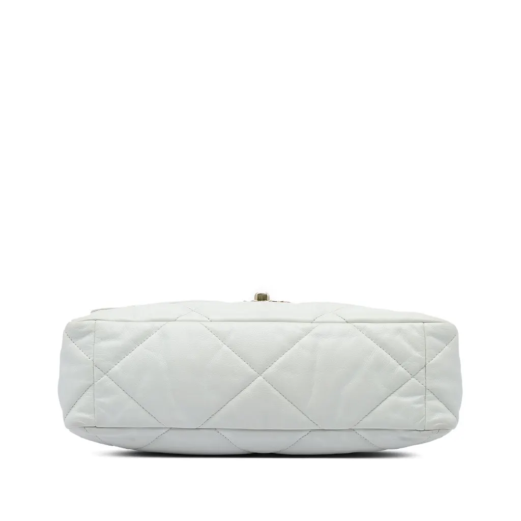 Chanel Large Lambskin 19 Flap White Leather Very good - Inside View