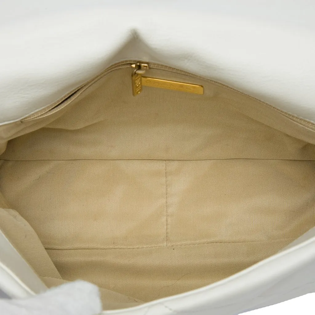 Chanel Large Lambskin 19 Flap White Leather Very good - Model View