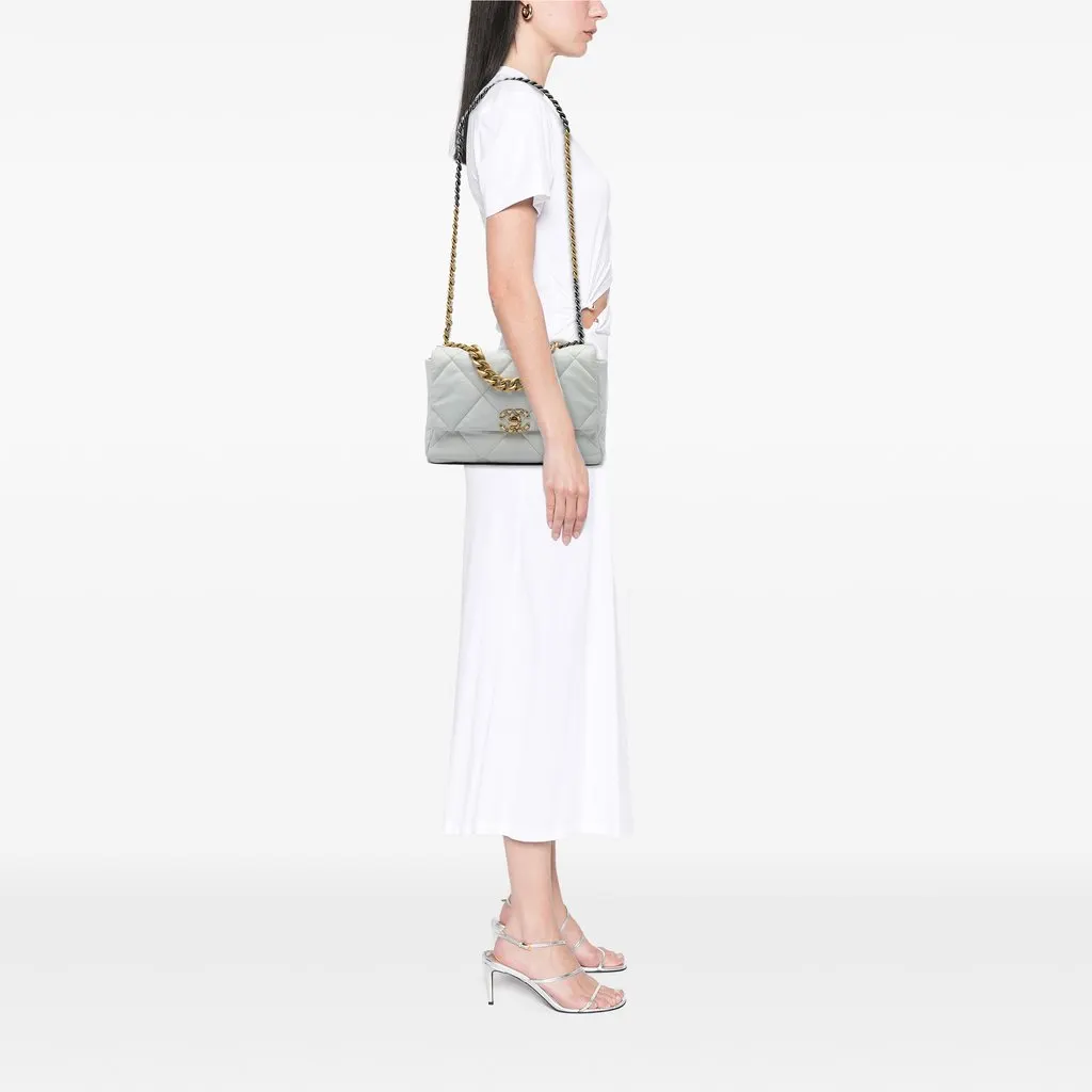 Chanel Large Lambskin 19 Flap White Leather Very good - Box View