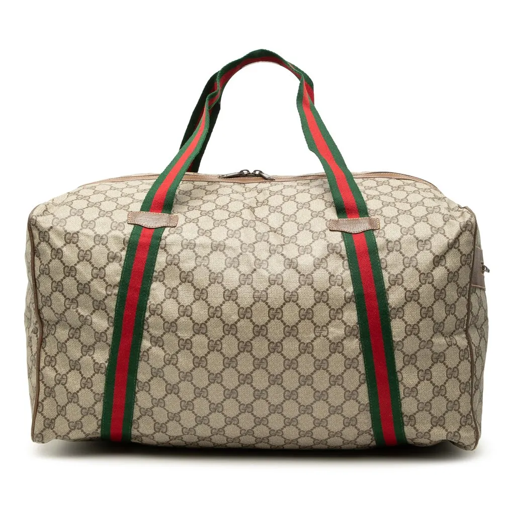Gucci GG Supreme Web Duffle Bag Beige Very good - Front View