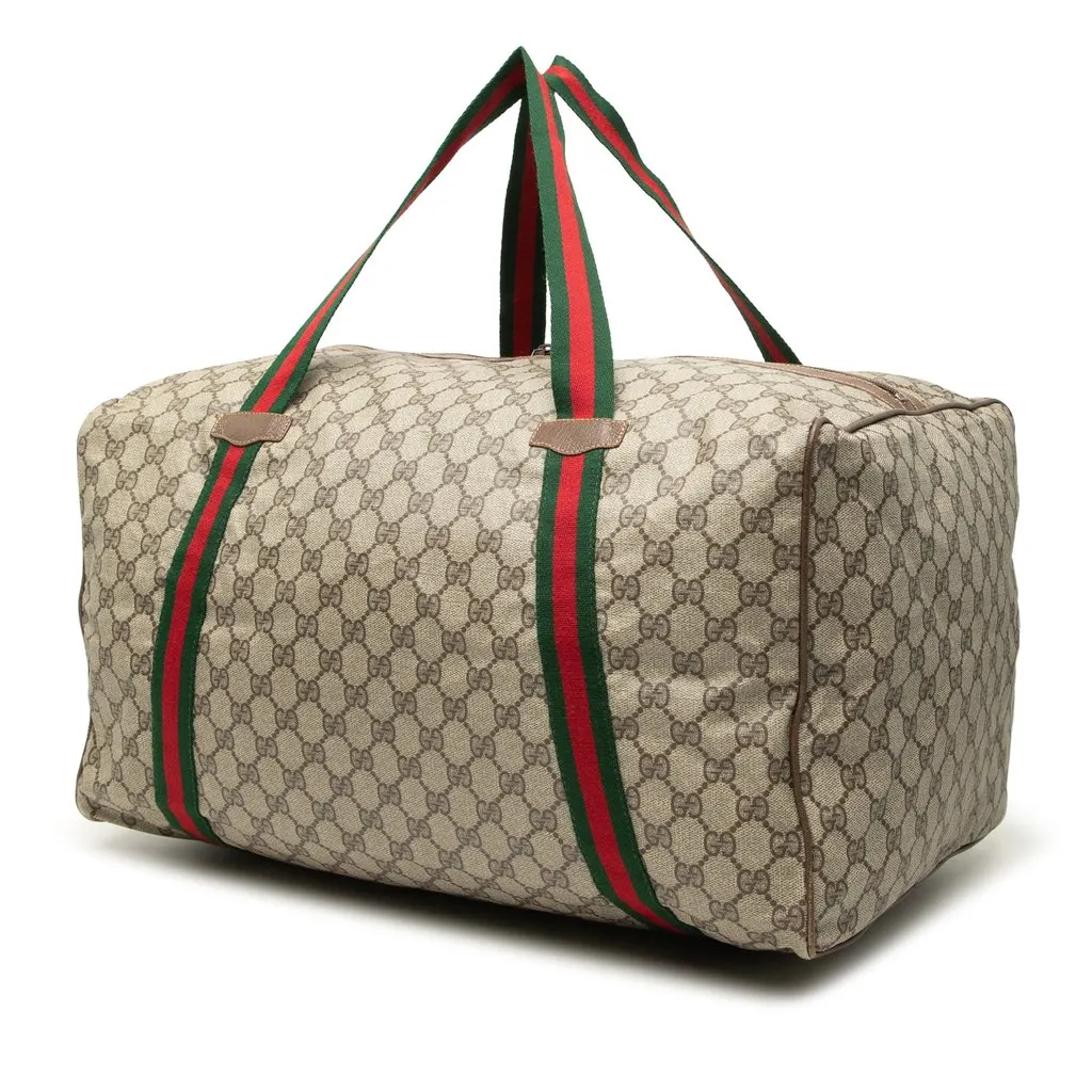 Gucci GG Supreme Web Duffle Bag Beige Very good - Back View