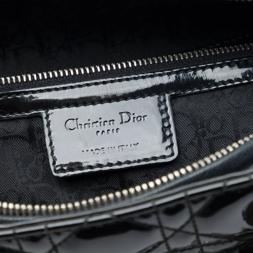 Dior Extra Large Patent Cannage Lady Dior Black Leather Very good - Box View