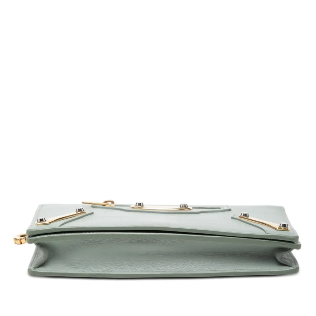 Balenciaga Goatskin Motocross Metallic Edge Wallet on Chain Green Leather Very good - Inside View