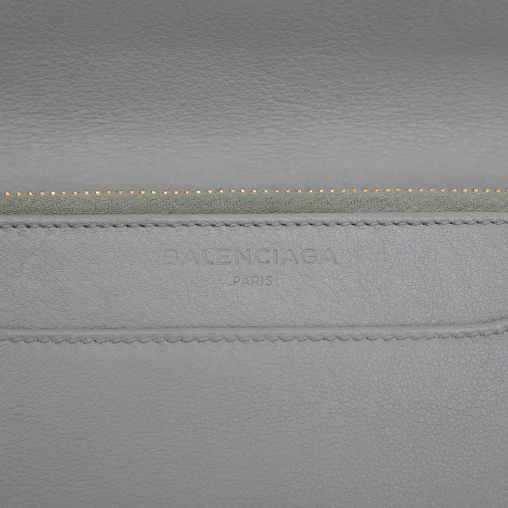 Balenciaga Goatskin Motocross Metallic Edge Wallet on Chain Green Leather Very good - Box View
