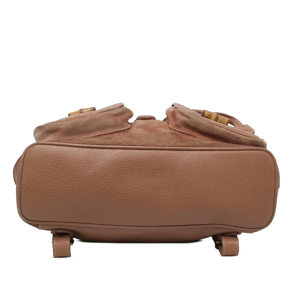 Gucci Large Suede Bamboo Drawstring Backpack Brown Suede Very good - Inside View