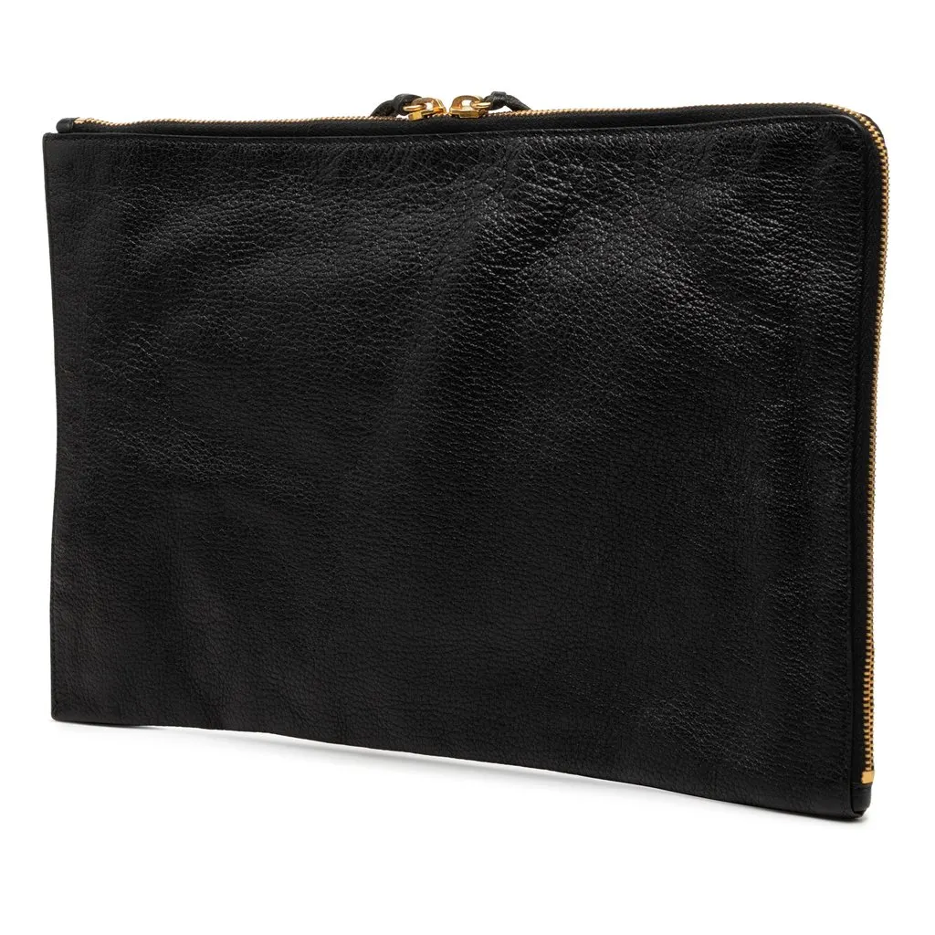 Balenciaga Medium Goatskin Motocross Classic Metallic Edge Clutch Black Leather Very good - Back View