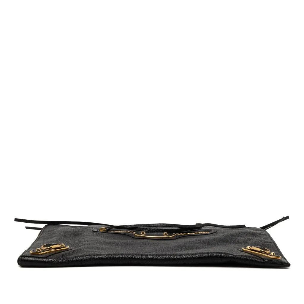 Balenciaga Medium Goatskin Motocross Classic Metallic Edge Clutch Black Leather Very good - Inside View