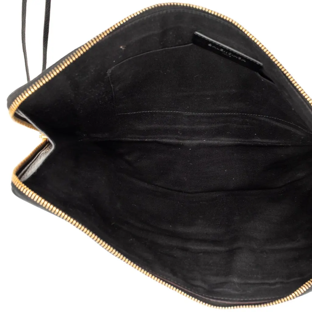 Balenciaga Medium Goatskin Motocross Classic Metallic Edge Clutch Black Leather Very good - Model View