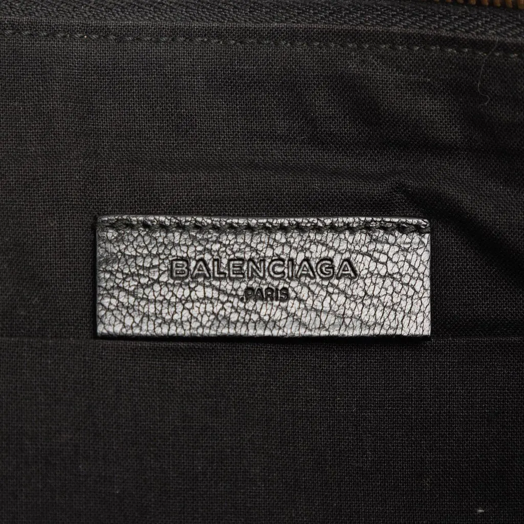 Balenciaga Medium Goatskin Motocross Classic Metallic Edge Clutch Black Leather Very good - Box View