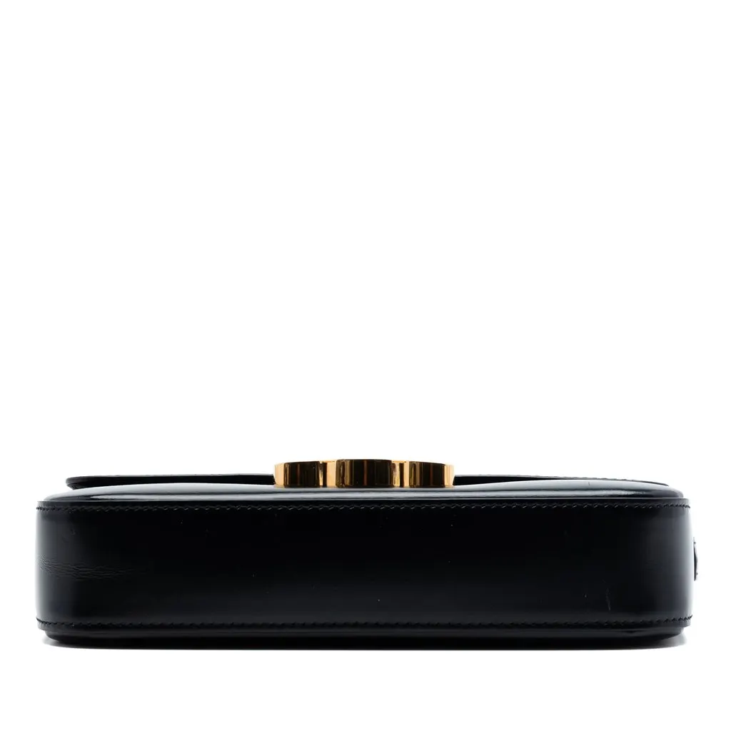 Celine Shiny Calfskin Triomphe Claude Shoulder Bag Black Leather Very good - Inside View