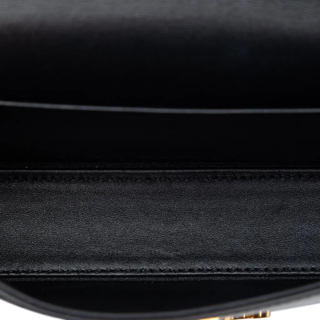 Celine Shiny Calfskin Triomphe Claude Shoulder Bag Black Leather Very good - Model View