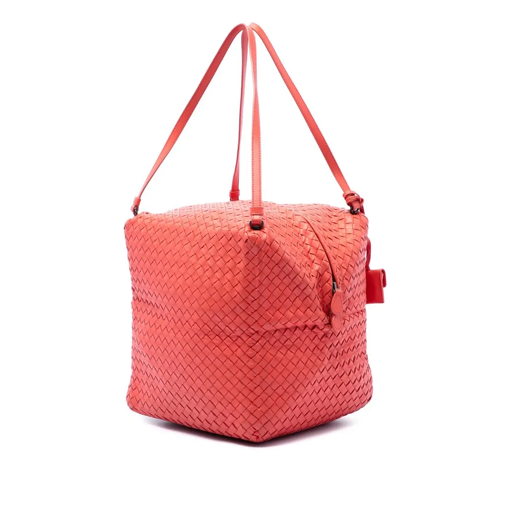 Bottega Veneta Nappa Intrecciato Cube Shoulder Bag Orange Leather Very good - Back View