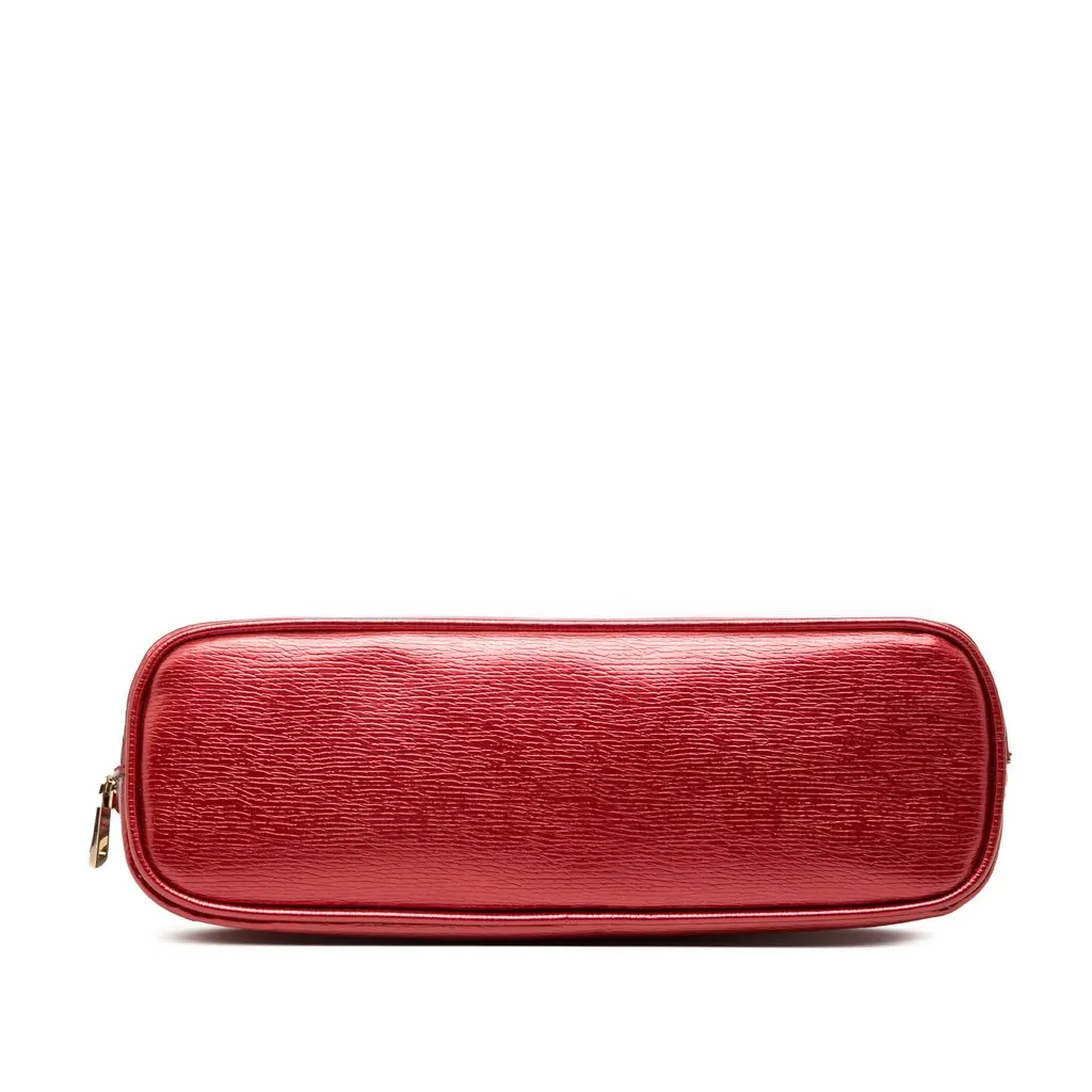 Gucci Metallic Calfskin Lovely Cosmetic Pouch Red Leather Very good - Inside View