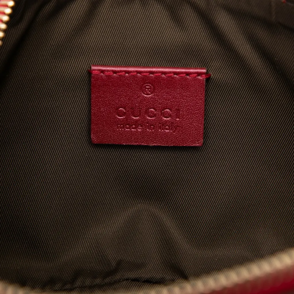 Gucci Metallic Calfskin Lovely Cosmetic Pouch Red Leather Very good - Box View