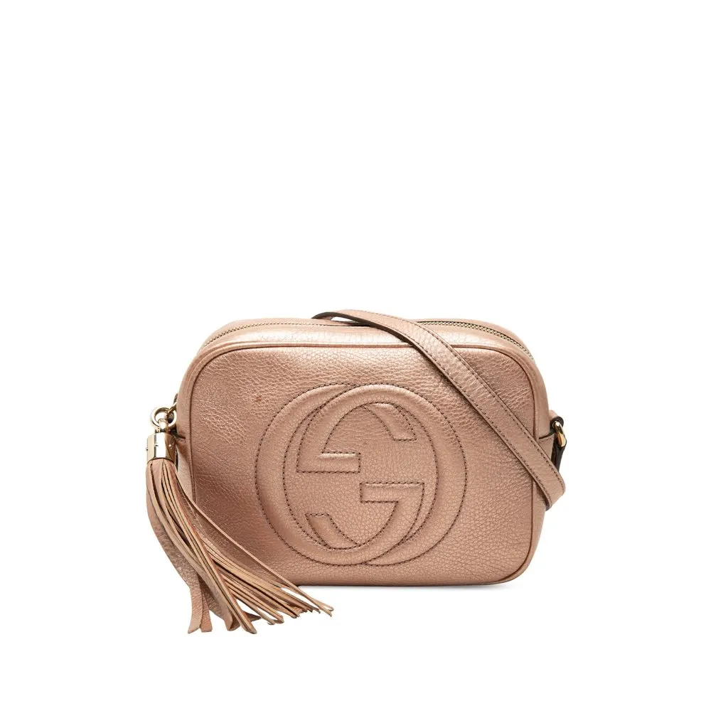 Gucci Metallic Calfskin Soho Disco Crossbody Pink Leather Very good - Front View