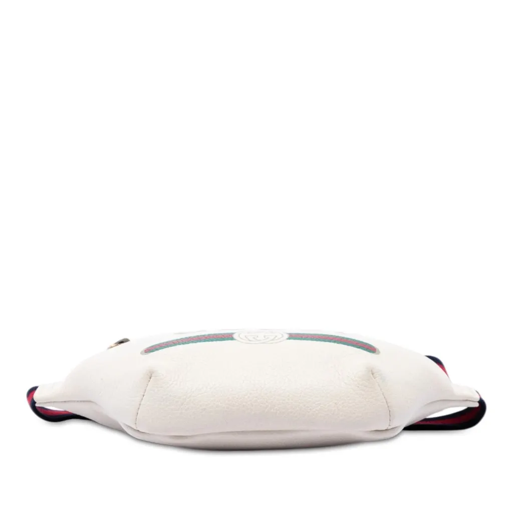 Gucci Small Grained Calfskin Web Logo Belt Bag White Leather Good - Inside View
