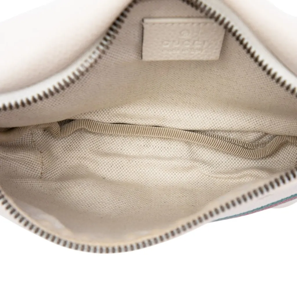 Gucci Small Grained Calfskin Web Logo Belt Bag White Leather Good - Model View