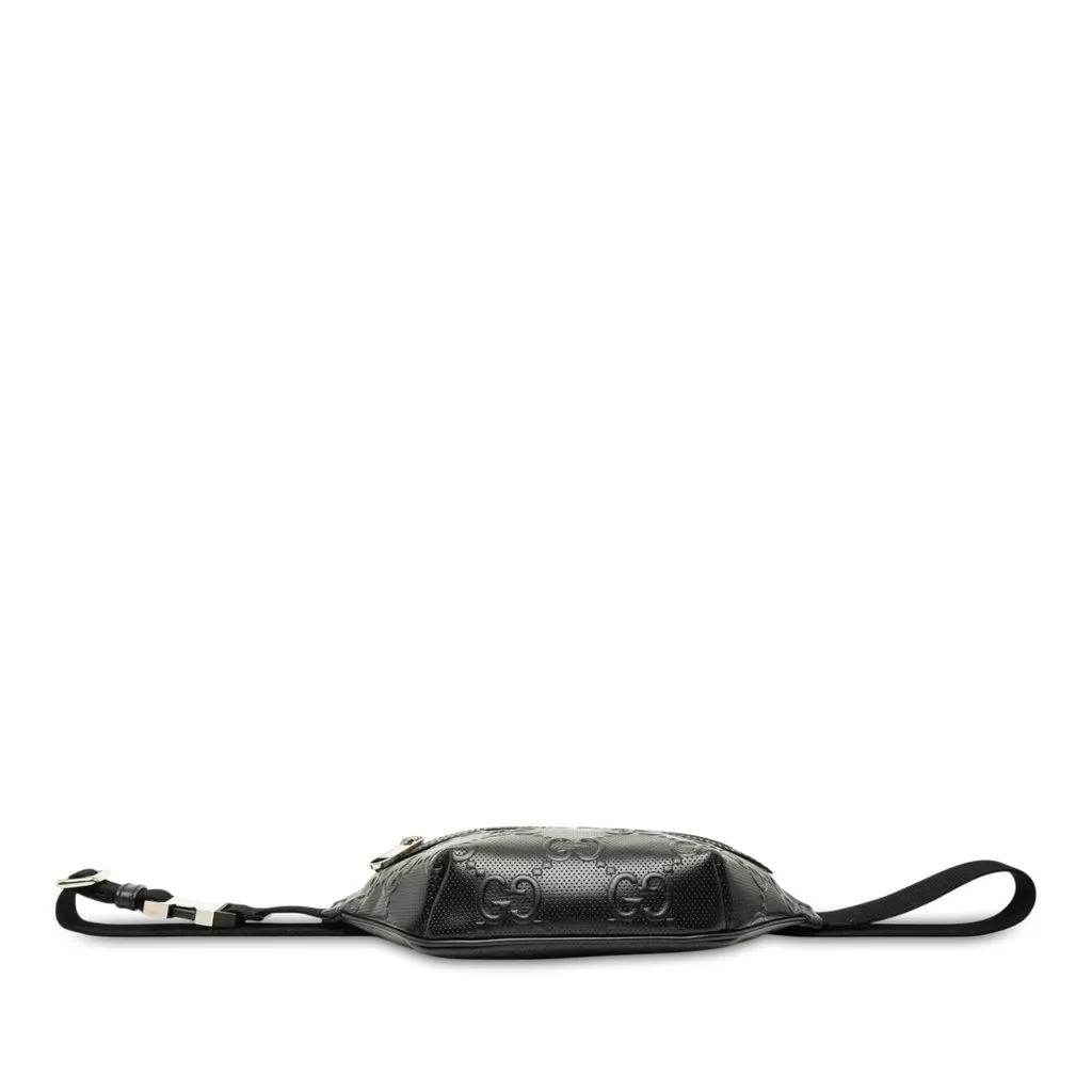 Gucci GG Embossed Perforated Leather Belt Bag Black Leather Very good - Inside View