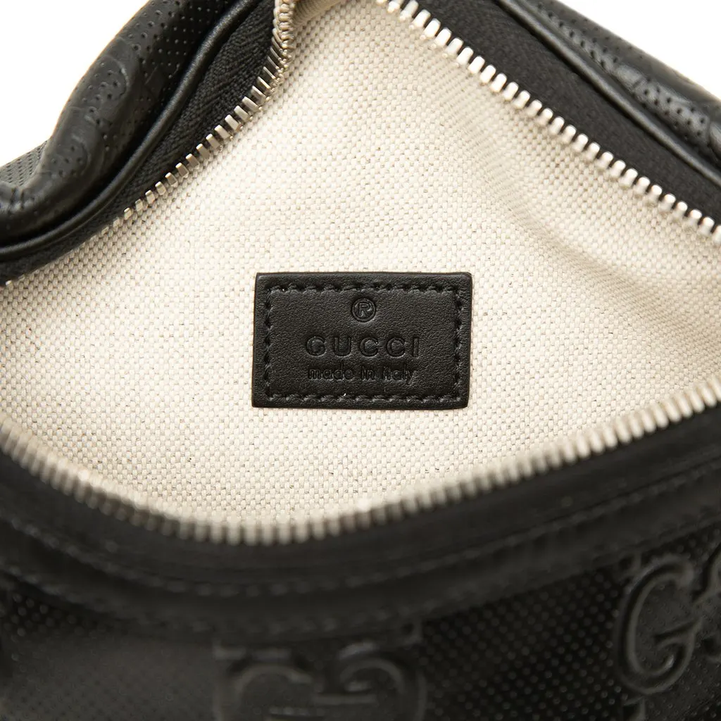 Gucci GG Embossed Perforated Leather Belt Bag Black Leather Very good - Box View