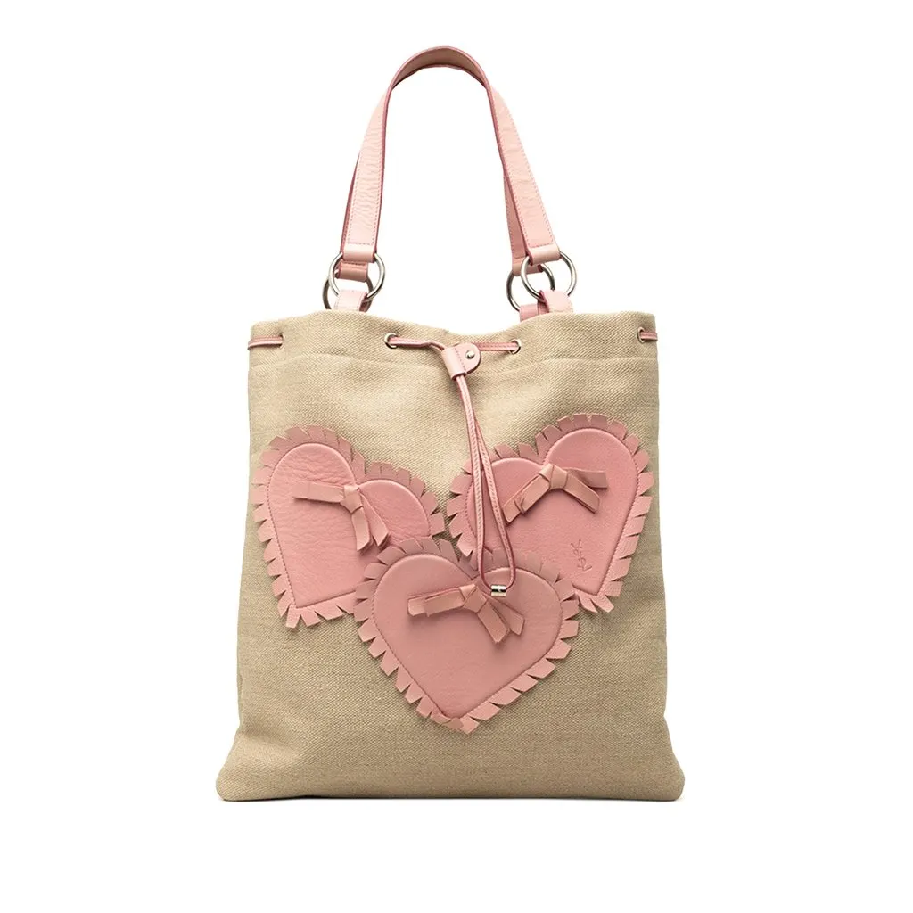 Saint Laurent Canvas Heart Kahala Tote Beige Very good - Front View