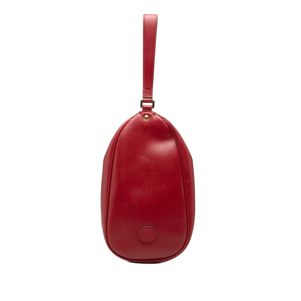 Gucci Calfskin Interlocking G Oval Clutch Red Leather Very good - Front View