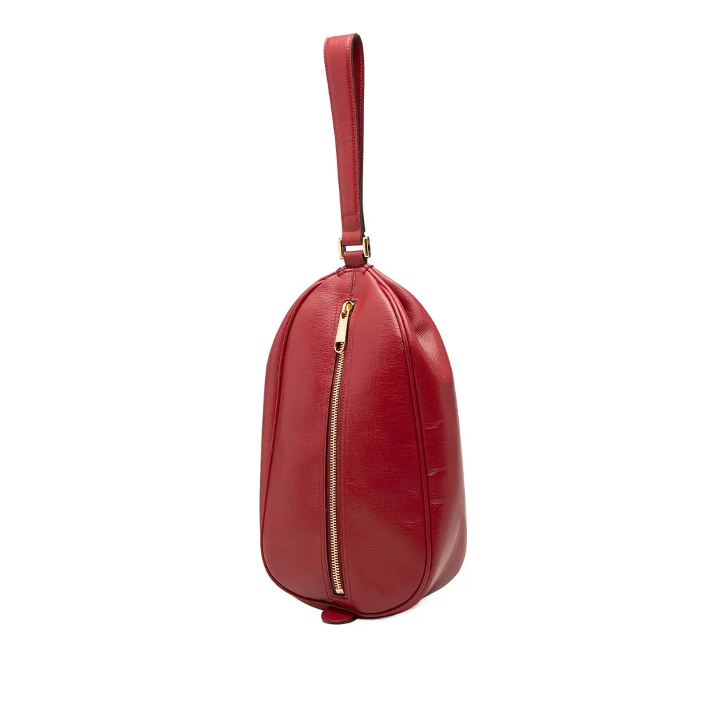 Gucci Calfskin Interlocking G Oval Clutch Red Leather Very good - Back View