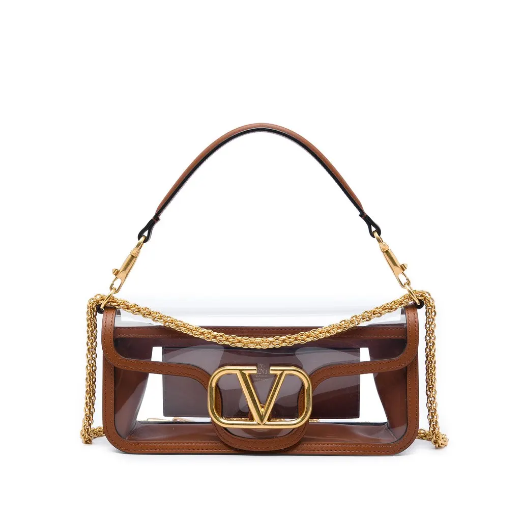 Valentino PVC VLogo Loco Satchel White Plastic Good - Front View