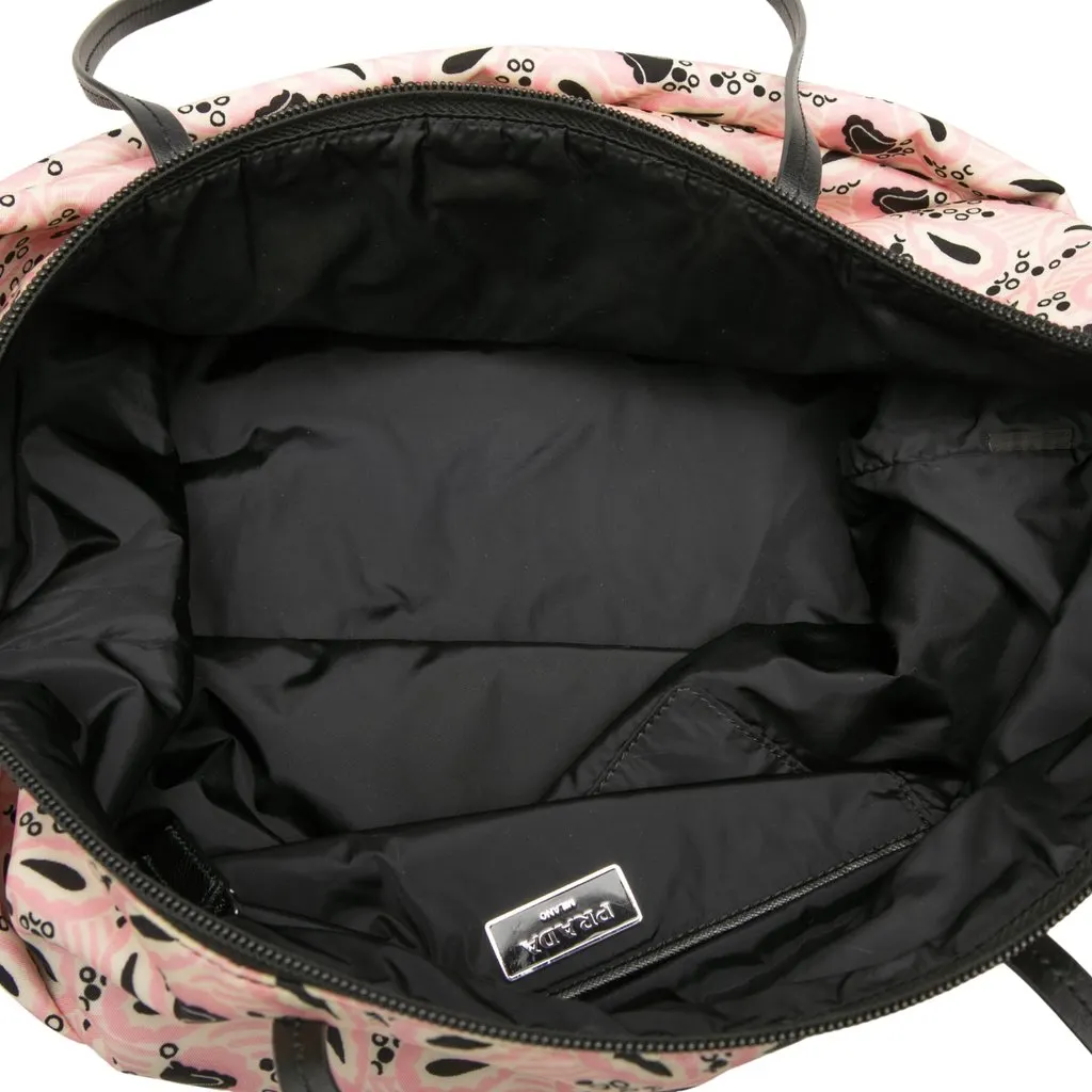 Prada Tessuto Stampato Tote Pink Polyamide Very good - Model View