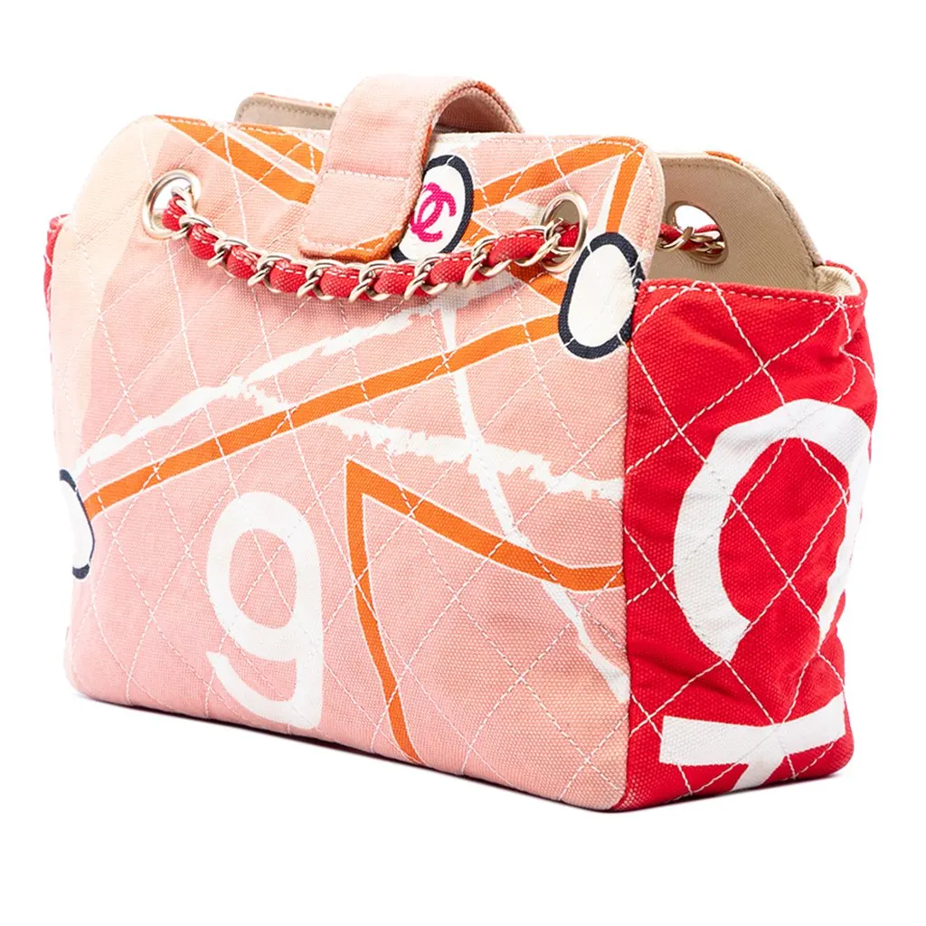 Chanel CC Quilted Printed Canvas and Sequins Arc De Triomphe Shoulder Bag Beige Very good - Back View