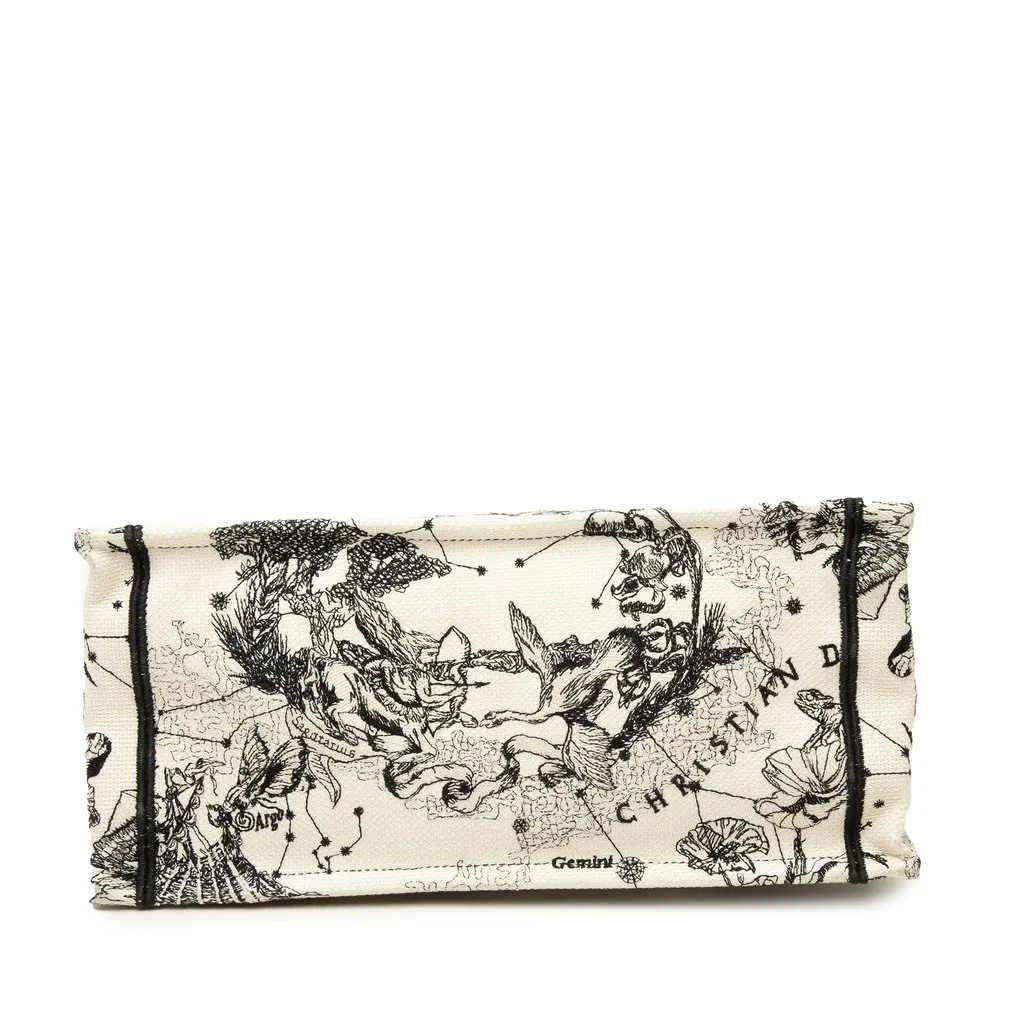 Dior Medium Canvas Embroidered Zodiac Toile De Jouy Book Tote White Very good - Inside View