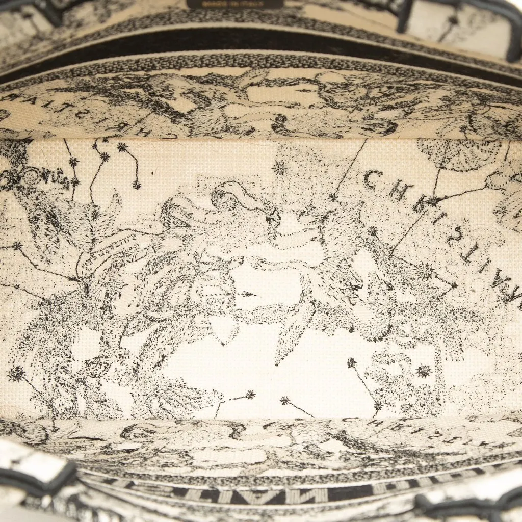 Dior Medium Canvas Embroidered Zodiac Toile De Jouy Book Tote White Very good - Model View