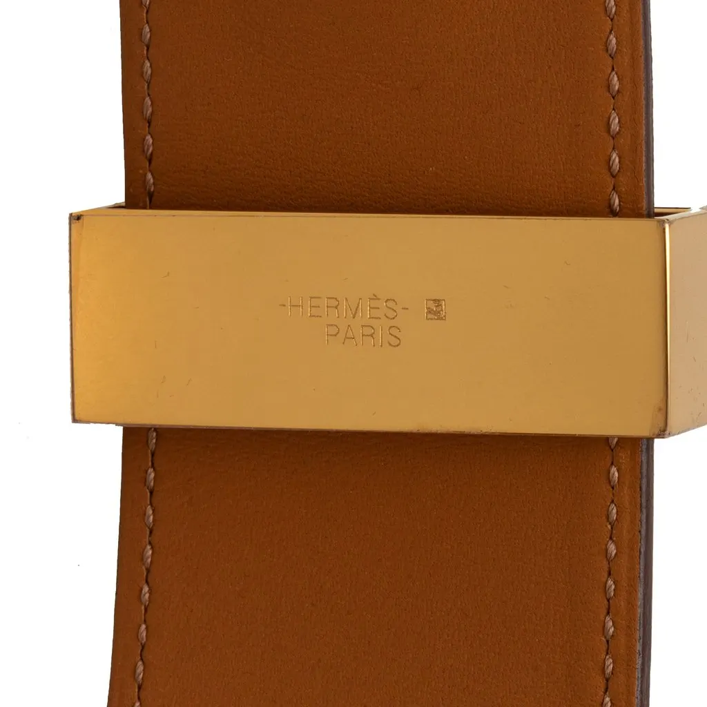 Hermès Gold Plated and Swift Collier de Chien Bracelet T4 Purple Leather Very good - Model View