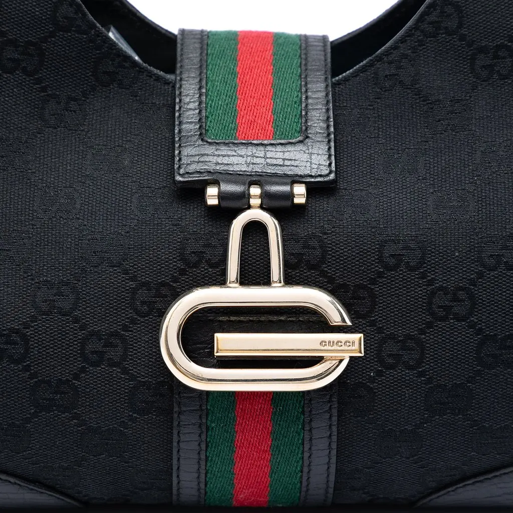 Gucci GG Canvas Web Junco Shoulder Bag Black Very good - Box View