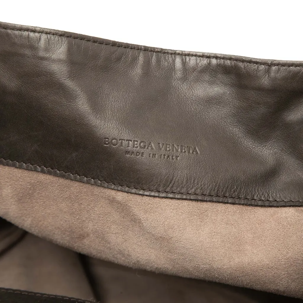 Bottega Veneta Intrecciato Trimmed Studded Nappa Julie Tote Brown Leather Very good - Box View